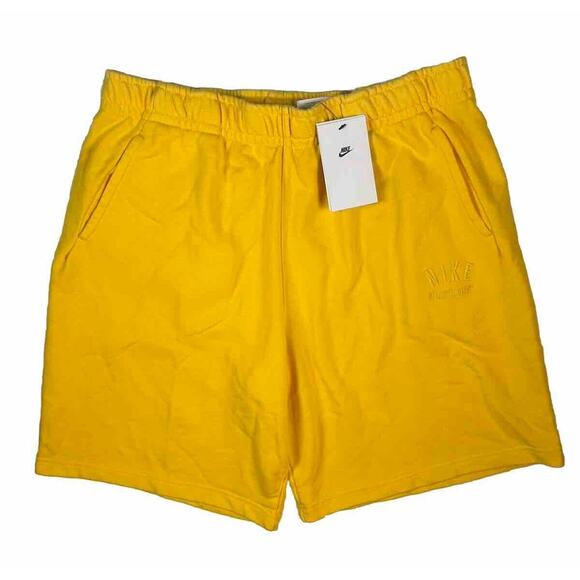 Nike Men's L Essentials French Terry Shorts Athletic Department Yellow - Picture 1 of 12